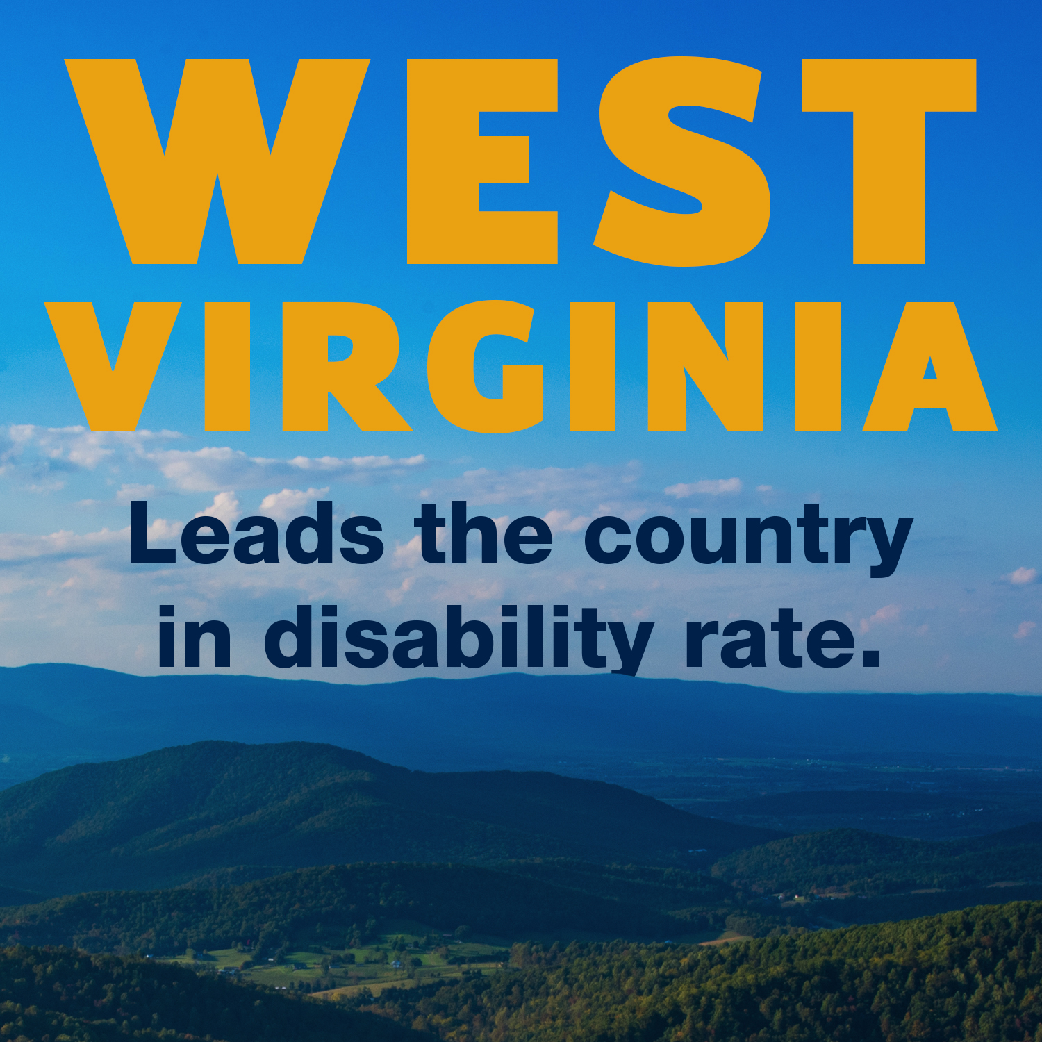 West Virginia leads the country in disability rate.